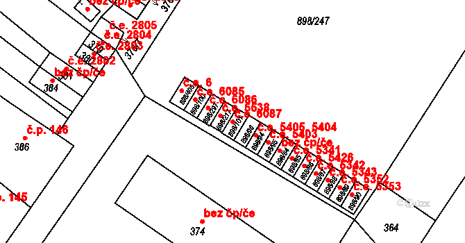 Všebořice 6087, Ústí nad Labem na parcele st. 898/101 v KÚ Všebořice, Katastrální mapa