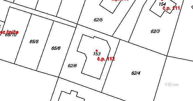 Podolí 112, Mohelnice na parcele st. 153 v KÚ Podolí u Mohelnice, Katastrální mapa