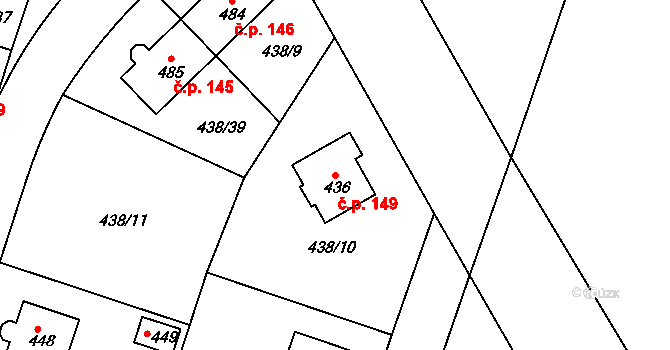 Horoušánky 149, Horoušany na parcele st. 436 v KÚ Horoušany, Katastrální mapa