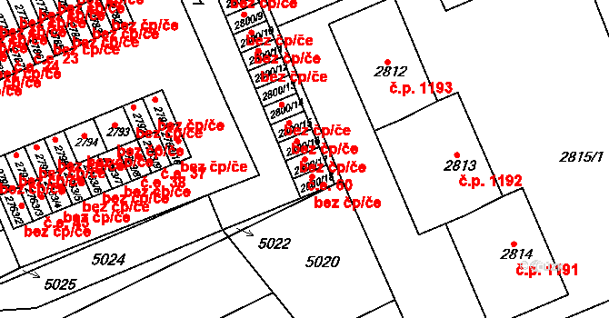 Slavkov u Brna 60 na parcele st. 2800/17 v KÚ Slavkov u Brna, Katastrální mapa