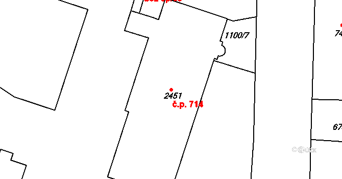 Rakovník II 714, Rakovník na parcele st. 2451 v KÚ Rakovník, Katastrální mapa
