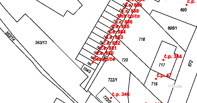 Kopřivnice 881 na parcele st. 707 v KÚ Kopřivnice, Katastrální mapa