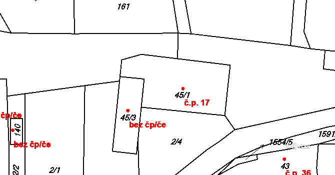 Líšnice 17, Sepekov na parcele st. 45/1 v KÚ Líšnice u Sepekova, Katastrální mapa