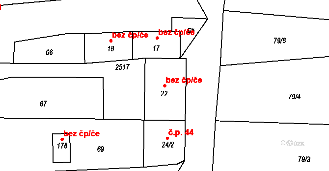 Kožichovice 38337525 na parcele st. 22 v KÚ Kožichovice, Katastrální mapa