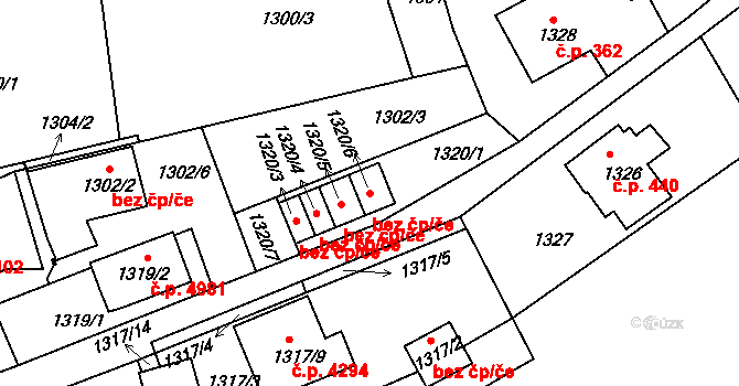 Jablonec nad Nisou 38430525 na parcele st. 1320/6 v KÚ Mšeno nad Nisou, Katastrální mapa