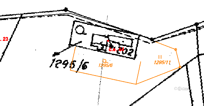 Kašava 44 na parcele st. 202 v KÚ Kašava, Katastrální mapa