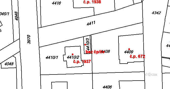 Šternberk 40894525 na parcele st. 4410/3 v KÚ Šternberk, Katastrální mapa