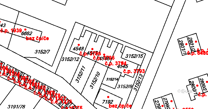 Zlín 3794 na parcele st. 4546 v KÚ Zlín, Katastrální mapa