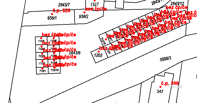 Toužim 42433525 na parcele st. 1202 v KÚ Toužim, Katastrální mapa