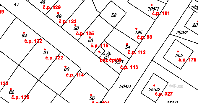 Bílina 45048525 na parcele st. 55/2 v KÚ Bílina-Újezd, Katastrální mapa