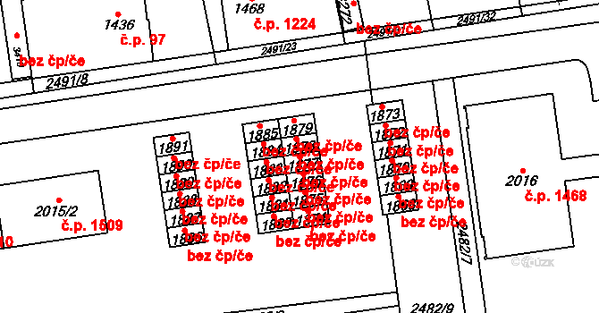 Choceň 45517525 na parcele st. 1877 v KÚ Choceň, Katastrální mapa