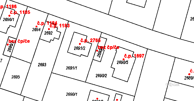 Praha 46686525 na parcele st. 2690/6 v KÚ Horní Počernice, Katastrální mapa