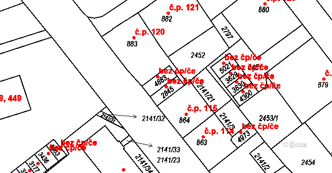 Trutnov 48607525 na parcele st. 2845 v KÚ Trutnov, Katastrální mapa