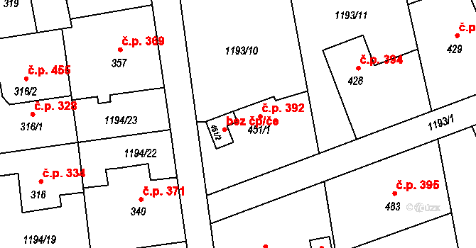 Mořkov 49921525 na parcele st. 451/2 v KÚ Mořkov, Katastrální mapa