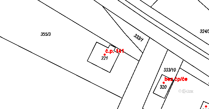 Jeníkov 141 na parcele st. 221 v KÚ Jeníkov u Hlinska, Katastrální mapa