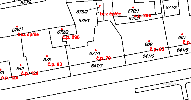 Nýřany 79 na parcele st. 674/1 v KÚ Nýřany, Katastrální mapa