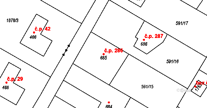 Broumov 286 na parcele st. 685 v KÚ Broumov, Katastrální mapa