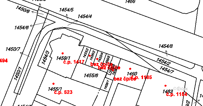 Bzenec 77953525 na parcele st. 1455/4 v KÚ Bzenec, Katastrální mapa