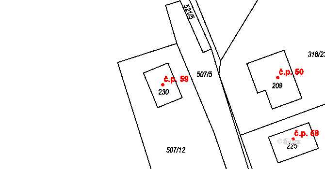 Přízeř 59, Rožmberk nad Vltavou na parcele st. 230 v KÚ Horní Jílovice, Katastrální mapa