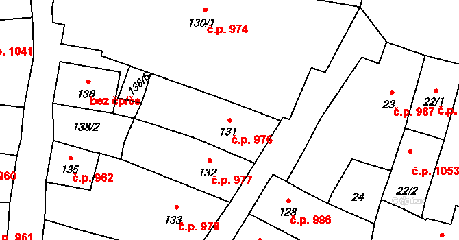 Mohelnice 976 na parcele st. 131 v KÚ Mohelnice, Katastrální mapa