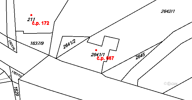 Štramberk 667 na parcele st. 2641/1 v KÚ Štramberk, Katastrální mapa