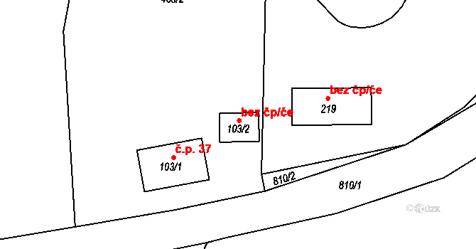 Ptýrov 82882525 na parcele st. 103/2 v KÚ Ptýrov, Katastrální mapa