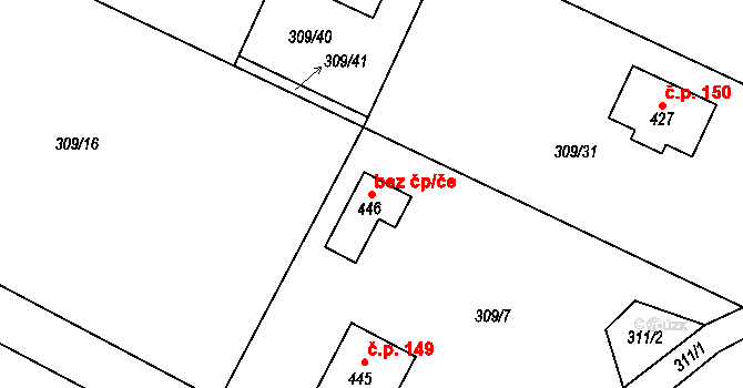 Hřiměždice 83327525 na parcele st. 446 v KÚ Hřiměždice, Katastrální mapa