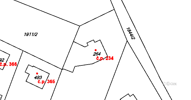Katovice 234 na parcele st. 264 v KÚ Katovice, Katastrální mapa