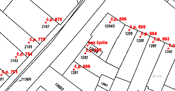 Kunovice 91728525 na parcele st. 1284/4 v KÚ Kunovice u Uherského Hradiště, Katastrální mapa