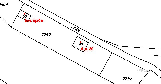 Broumova Lhota 29, Krásná Hora na parcele st. 62 v KÚ Broumova Lhota, Katastrální mapa