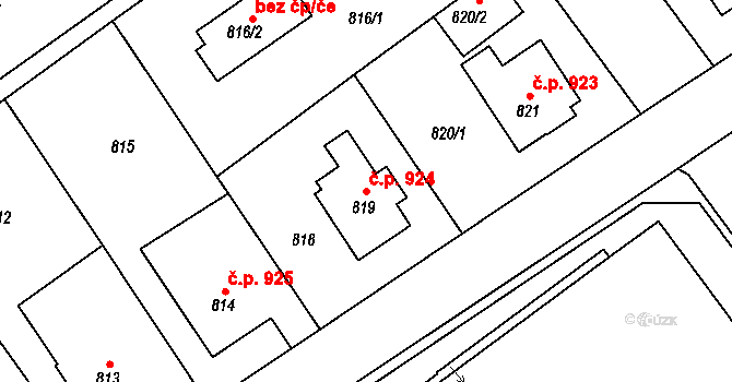 Rychnov nad Kněžnou 924 na parcele st. 819 v KÚ Rychnov nad Kněžnou, Katastrální mapa