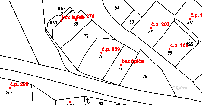 Borkovany 269 na parcele st. 78 v KÚ Borkovany, Katastrální mapa