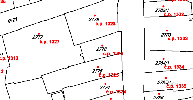 Jihlava 1326 na parcele st. 2776 v KÚ Jihlava, Katastrální mapa