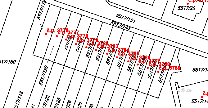 Jihlava 3784 na parcele st. 5517/131 v KÚ Jihlava, Katastrální mapa