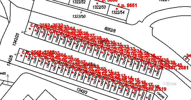 Jihlava 2532,2572 na parcele st. 1342/35 v KÚ Jihlava, Katastrální mapa