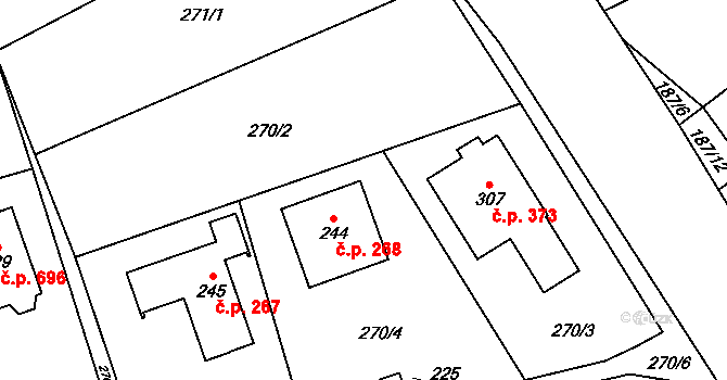 Horní Jirčany 268, Jesenice na parcele st. 244 v KÚ Horní Jirčany, Katastrální mapa