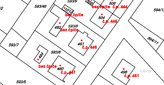 Hrotovice 446 na parcele st. 461 v KÚ Hrotovice, Katastrální mapa