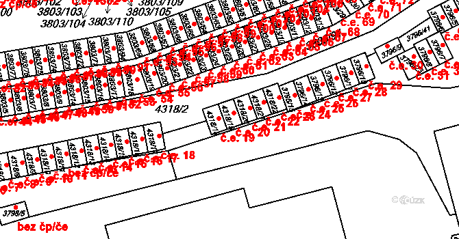 Teplice 20 na parcele st. 4318/19 v KÚ Teplice, Katastrální mapa