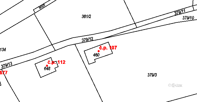 Benátky nad Jizerou I 107, Benátky nad Jizerou na parcele st. 460 v KÚ Nové Benátky, Katastrální mapa
