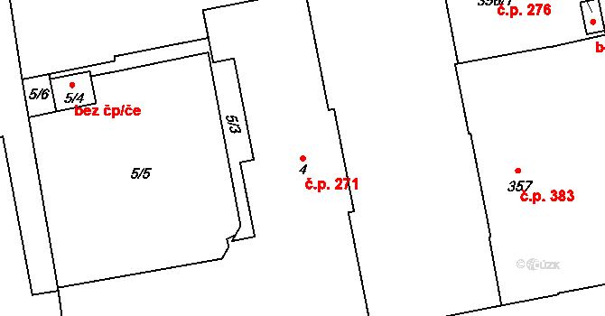 Karlín 271, Praha na parcele st. 4 v KÚ Karlín, Katastrální mapa