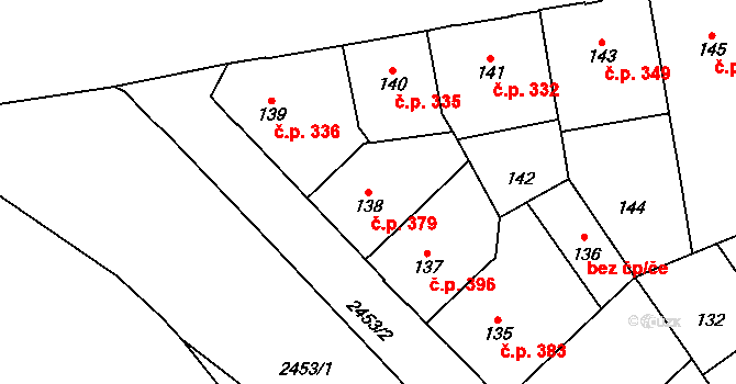 Vršovice 379, Praha na parcele st. 138 v KÚ Vršovice, Katastrální mapa