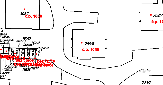 Sedlčany 1045 na parcele st. 759/5 v KÚ Sedlčany, Katastrální mapa