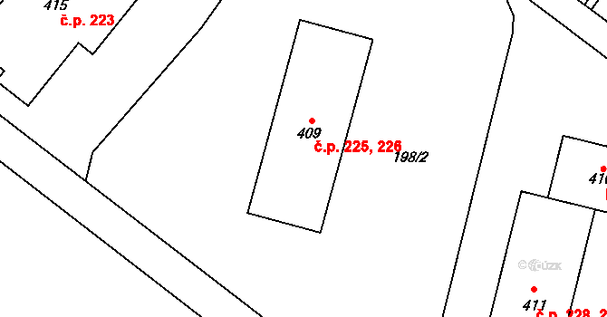 Podhůří 225,226, Vrchlabí na parcele st. 409 v KÚ Podhůří-Harta, Katastrální mapa