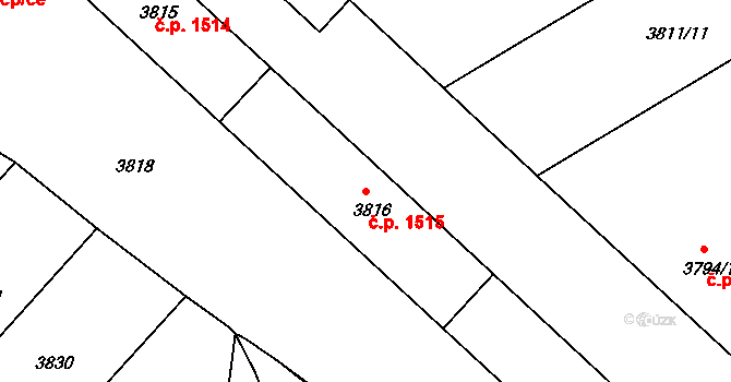 České Budějovice 3 1515, České Budějovice na parcele st. 3816 v KÚ České Budějovice 3, Katastrální mapa
