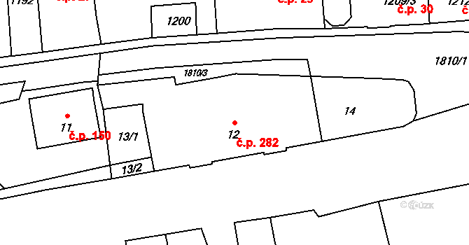 Kylešovice 282, Opava na parcele st. 12 v KÚ Kylešovice, Katastrální mapa