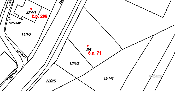Lačnov 71, Svitavy na parcele st. 35 v KÚ Moravský Lačnov, Katastrální mapa