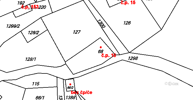 Heřmanov 16 na parcele st. 68 v KÚ Heřmanov, Katastrální mapa