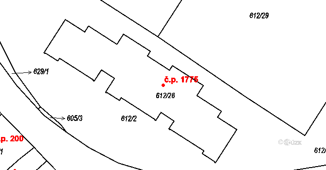 Kuřim 1775 na parcele st. 612/28 v KÚ Kuřim, Katastrální mapa