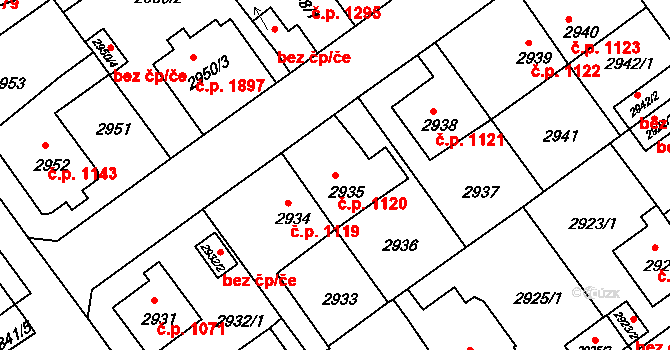 Předměstí 1120, Litoměřice na parcele st. 2935 v KÚ Litoměřice, Katastrální mapa