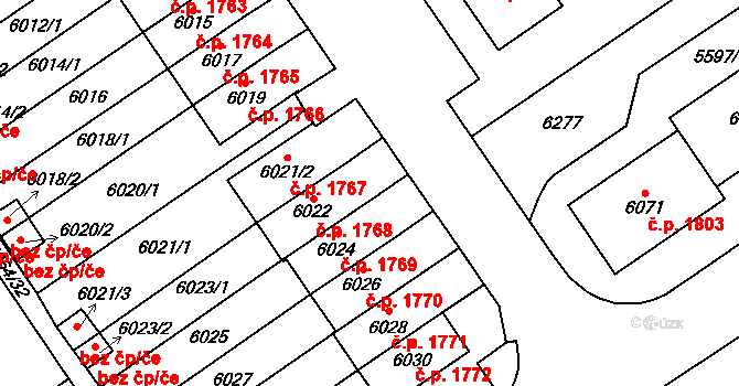 Velké Meziříčí 1768 na parcele st. 6022 v KÚ Velké Meziříčí, Katastrální mapa